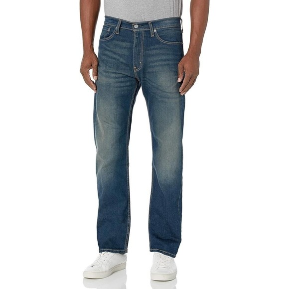 Levi's 505 Regular Fit Jeans Mens 36x34 Blue Stretch Straight Leg NEW